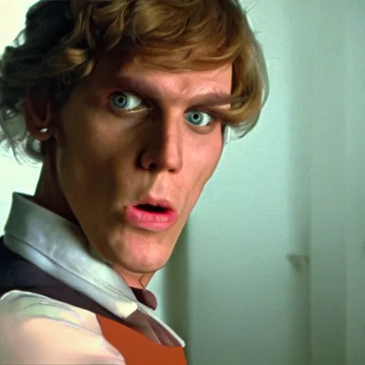 Image similar to Live Action Still of Jerma in A Clockwork Orange, real life, hyperrealistic, ultra realistic, realistic, highly detailed, epic, HD quality, 8k resolution, body and headshot, film still