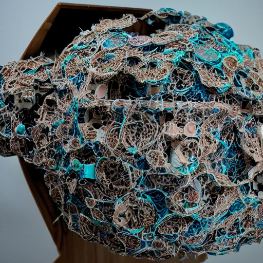 Image similar to muons emerging in large vision model artificial intelligence. canon 5 d 5 0 mm lens. intricate papier - mache