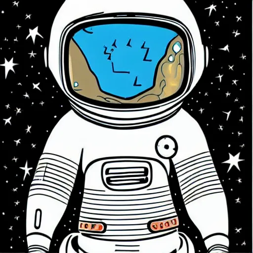 Image similar to Medium shot of a futuristic astronaut relaxing in space, digital art, cartoon art, minimalistic, illustration, line art, modern art,