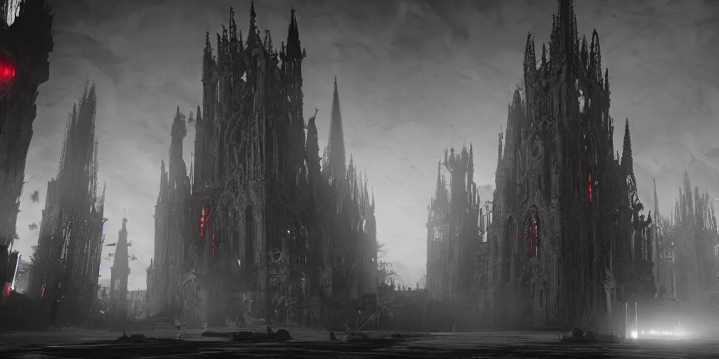 Prompt: grimdark tsutomu nihei aposimz gothic cathedral city, unreal engine, 8 k, ultra realistic, ultra detail