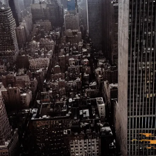 Prompt: death and destruction in New York city, movie still, moody, 4k