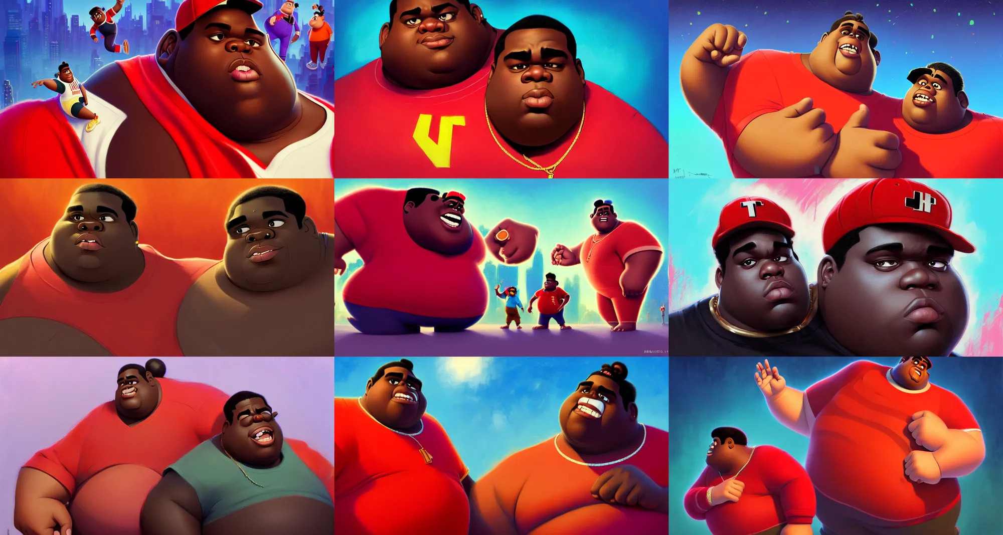 Prompt: the notorious b. i. g. as wreck it ralph, animation pixar style, shaded lighting poster by magali villeneuve, artgerm, jeremy lipkin and michael garmash, rob rey and kentaro miura style, trending on art station