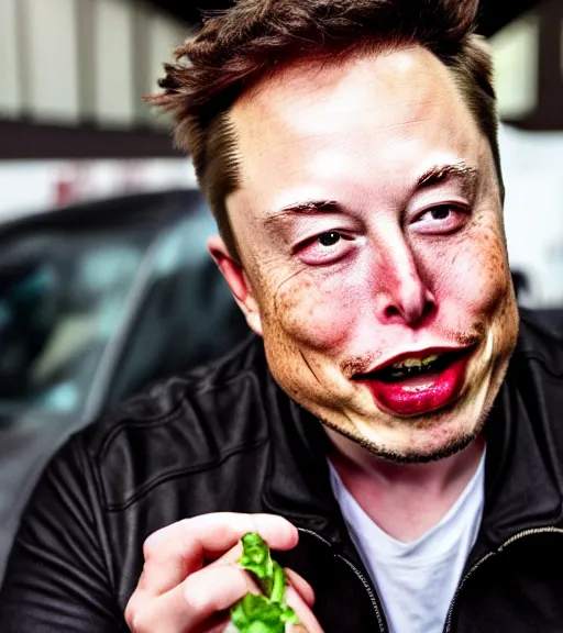 Prompt: an award winning photo of elon musk eating!! crayons!!!!!!, crayons!!!!! as ( ( french ) ) ( ( fries ) ), gourmet restaurant, 4 k, high quality