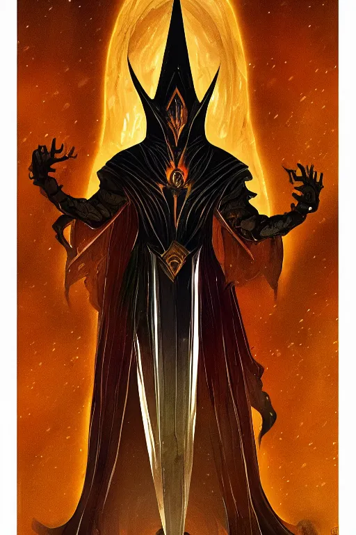 Image similar to tarot illustration of sauron as the tower by artstation