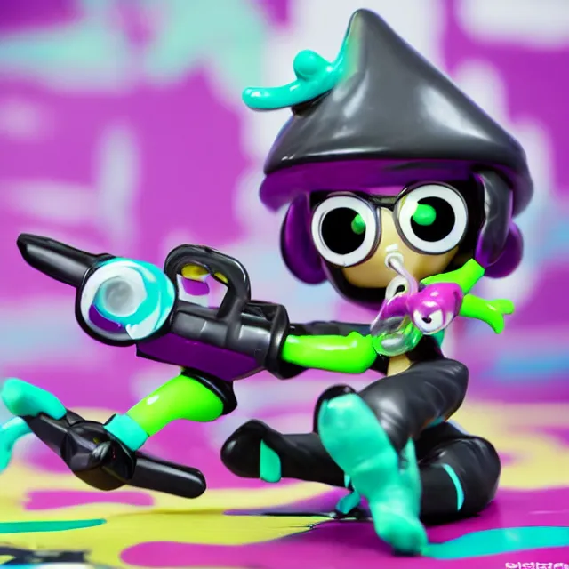 Image similar to stylized splatoon vinyl figure, figure photography, high details