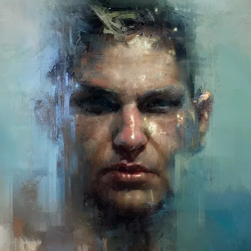 Image similar to face protrait of aqua man,, jeremy mann painting