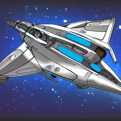 Prompt: digital painting anime style sci - fi spaceship with transparent background, complete top view