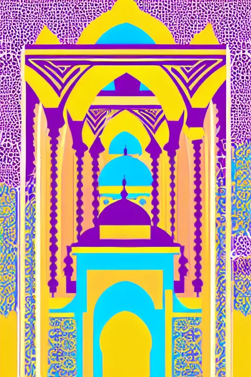 Image similar to minimalist boho style art of colorful mosque, illustration, vector art