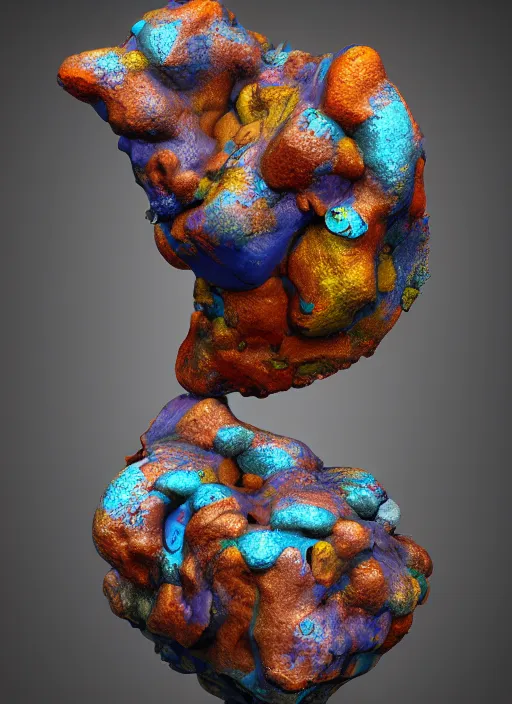 Image similar to 3D abstract resin miniature sculpture by Salvador Dali, psychedelic, abstractionism, realistic, 8K, Hyperrealism, Subsurface scattering, raytracing, Octane Render, Zbrush, simple background