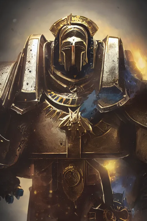 Image similar to armor portrait heros warhammer 4 0 k horus heresy fanart - the primarchs emperor by johannes helgeson animated with vfx concept artist & illustrator global illumination ray tracing hdr fanart arstation zbrush central hardmesh 8 k octane renderer