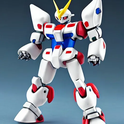 Prompt: a gashapon chibi super - deformed gundam mecha robot, design by hajime katoki, bandai, banpresto