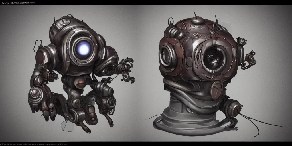 Image similar to realistic robot in van Koch inspired Beholder Concept by Marcus Whinney trending on artstation