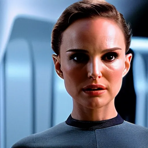 Image similar to Natalie Portman in Star Trek, (EOS 5DS R, ISO100, f/8, 1/125, 84mm, crisp face)