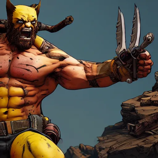 Prompt: professional physically based octane render of Wolverine in Borderlands 3, character concept art, epic composition, style of Borderlands, 8k comic art, intricately detailed