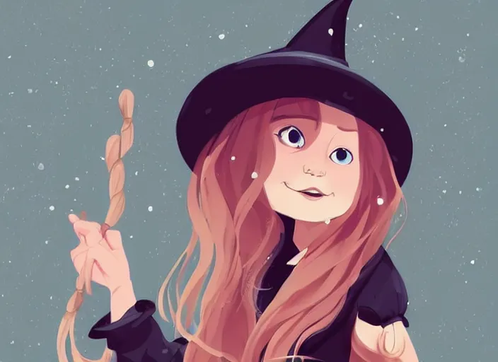 Prompt: little girl with long blonde hair dressed as a witch. clean cel shaded vector art. shutterstock. behance hd by lois van baarle, artgerm, helen huang, by makoto shinkai and ilya kuvshinov, rossdraws, illustration, art by ilya kuvshinov