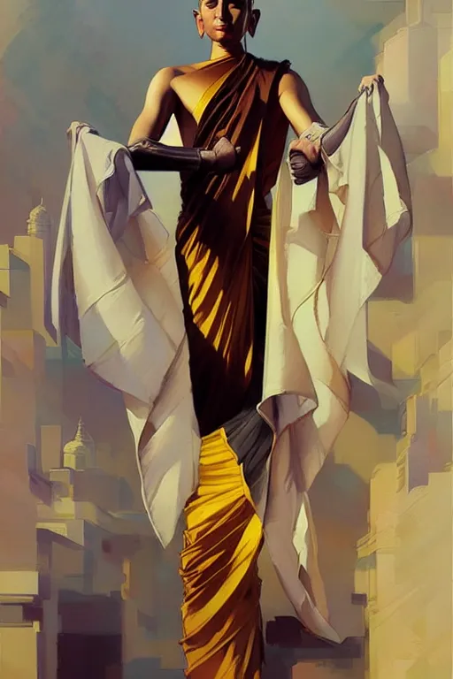 Image similar to buddhism, male, futurism, painting by greg rutkowski, j. c. leyendecker, artgerm