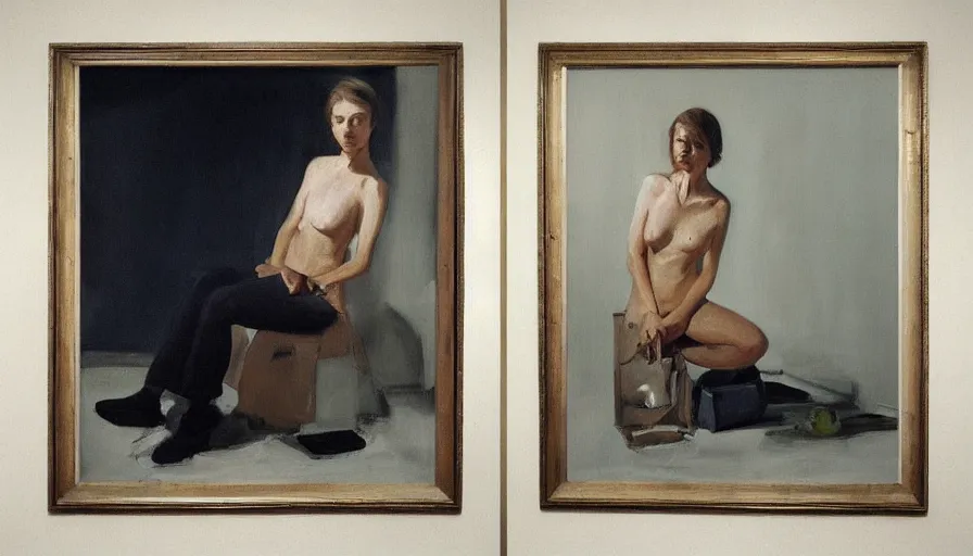 Prompt: painting by borremans, terri hall posing, detailed, stunning