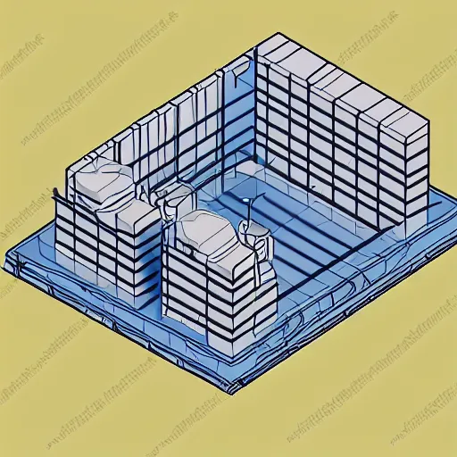 Prompt: isometric drawing of a nuclear reactor