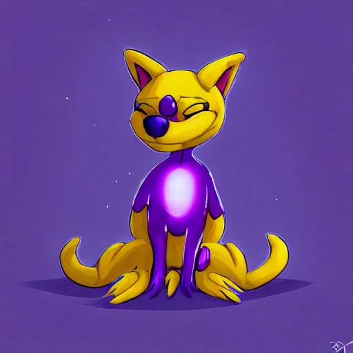 Prompt: furry ( fandom ) art of a cute anthropomorphic purple dog with alien antennas, digital art, painting, trending on furaffinity