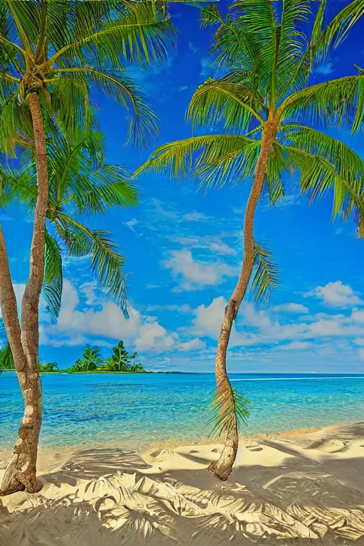 Image similar to beckoning palms lean over crystal clear water laid back hawaiian beach summer style by scott westmoreland