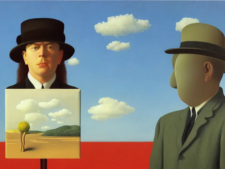 Image similar to painting with in a painting, painting by rene magritte, centered, high detail, high resolution