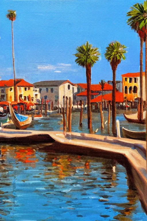 Image similar to bob ross painting of venice beach