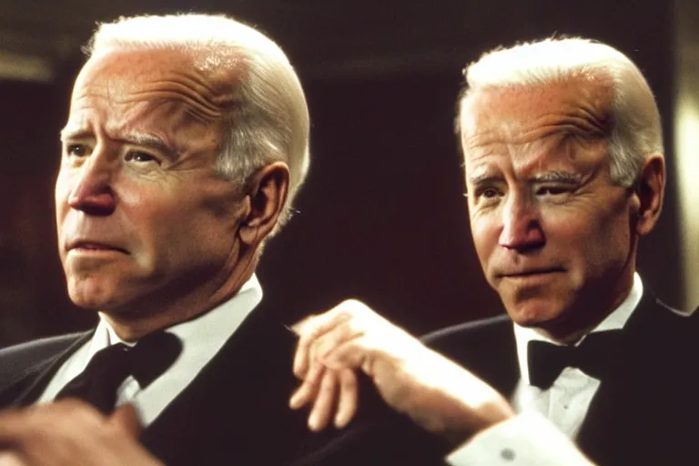 Image similar to film still frame of biden in requiem-for-a-dream, high quality