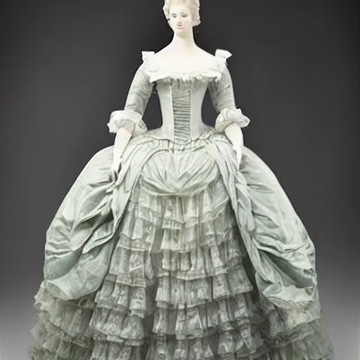 Image similar to dresses of the era of marie-antoinette made of plastic