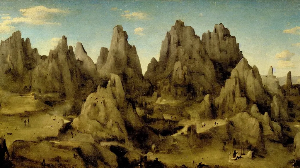 Image similar to high fantasy landscape, by camille corot, by hieronymus bosch, fine art, volumetric lighting