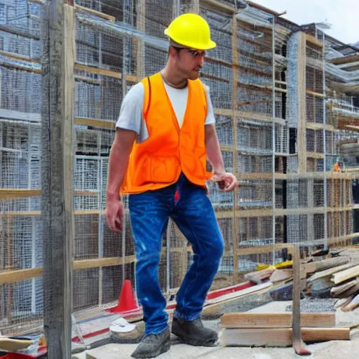 Prompt: a construction worker not wearing proper PPE