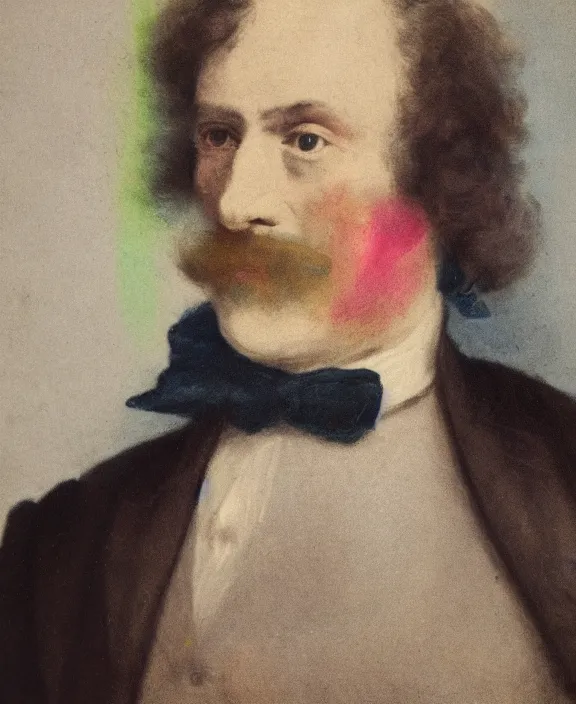 Prompt: portrait of a gentleman with color smeared in the face