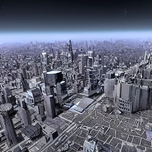 Image similar to city on an asteroid