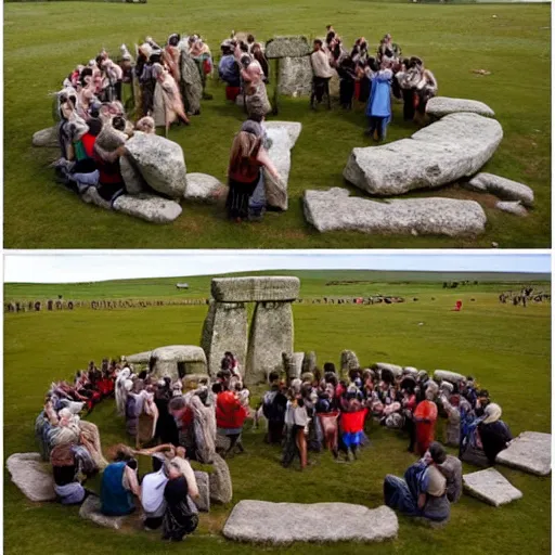 Image similar to An ancient tribal ritual conducted in Stonehenge