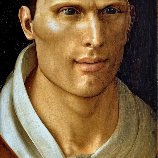 Image similar to A 14th century italian renaissance oil painting of Jerma985, portrait of Jerma985, grainy, realistic, very realistic, hyperrealistic, highly detailed, very detailed, extremely detailed, very neat, very epic, very cool, detailed, trending on artstation