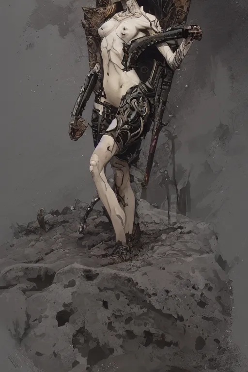 Prompt: a full body portrait of a beautiful post apocalyptic offworld nordic necromancer reposed by the mud pits, intricate, elegant, highly detailed, digital painting, artstation, concept art, smooth, sharp focus, illustration, art by krenz cushart and artem demura and alphonse mucha