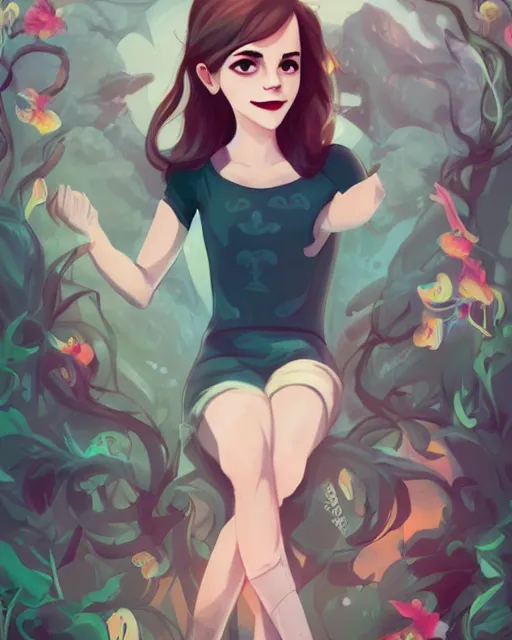 Image similar to beautiful full body Emma Watson smiling lois van baarle and loish and ross tran and rossdraws and sam yang and samdoesarts and artgerm