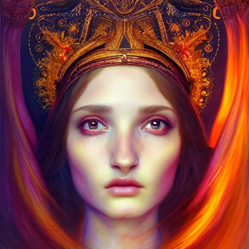 Prompt: portrait of the beautiful young goddess of poppy, surreal, fantasy, intricate, elegant, dramatic lighting, emotionally evoking symbolic metaphor, highly detailed, lifelike, photorealistic, digital painting, painterly, artstation, concept art, smooth, head in focus, sharp focus, illustration, art by John Collier and Krenz Cushart and Artem Demura and Alphonse Mucha and Albert Aublet,