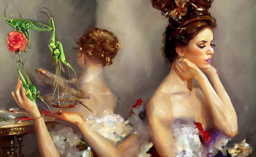 Image similar to Alchemy mantis. By Konstantin Razumov, highly detailded