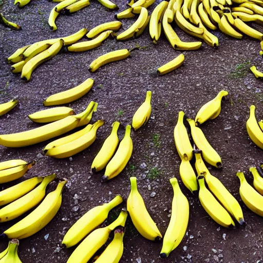 Image similar to bananas. bananas everywhere. they are falling everywhere. the ground is bananas.