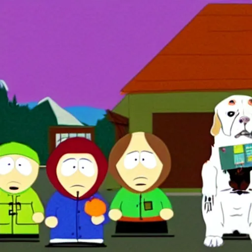 Prompt: a scene from south park featuring a humanoid beagle