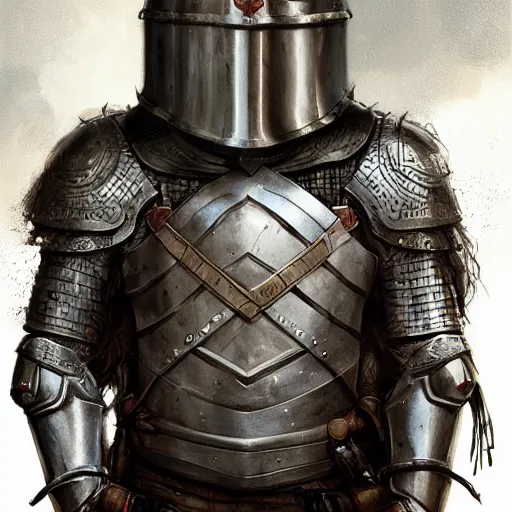 Prompt: adam sandler wearing medieval suit of armor, illustration, concept art, art by wlop, dark, moody, dramatic