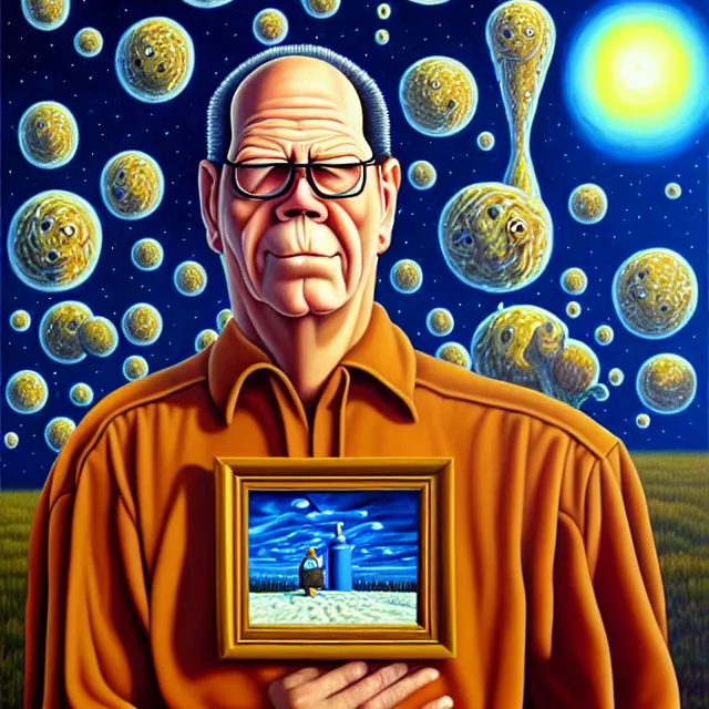 Prompt: an oil on canvas portrait painting of hank from king of the hill, surrealism, surrealist, cosmic horror, rob gonsalves, high detail