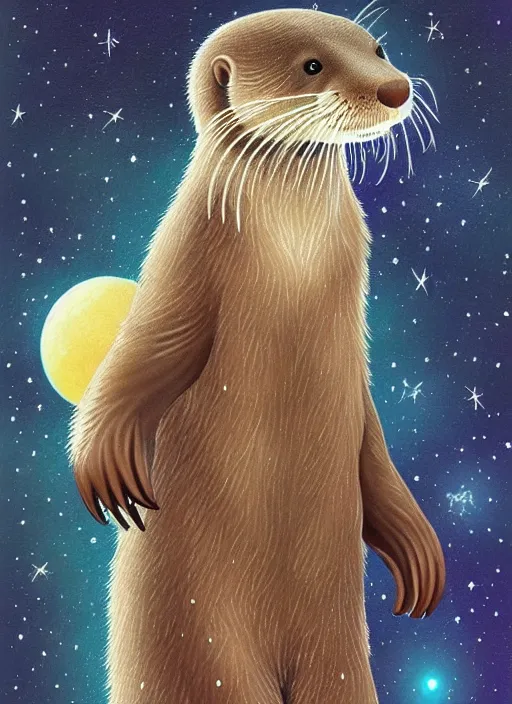 Prompt: a beautiful portrait of a cute otter in a space suit, galaxy, detailed, artstation