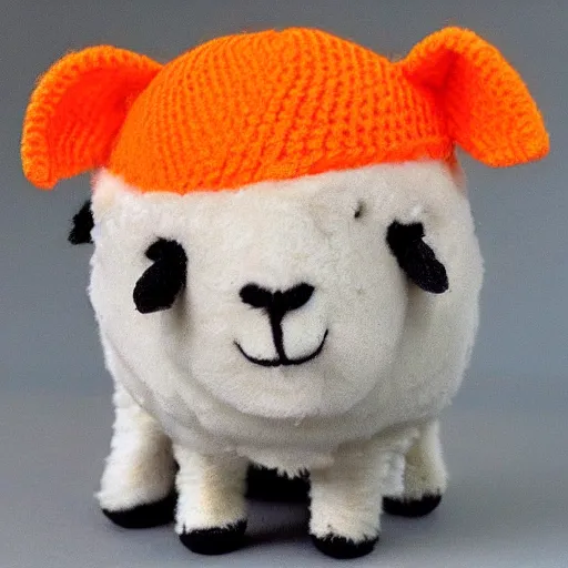 Image similar to cute little sheep using orange inmate clothes