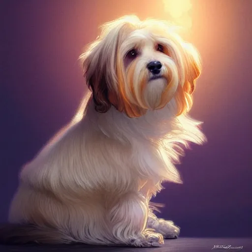 Prompt: beautiful detailed picture of a havanese, radiant light, art nouveau, intricate, elegant, highly detailed, my rendition, digital painting, artstation, concept art, smooth, sharp focus, illustration, art by artgerm and greg rutkowski and alphonse mucha
