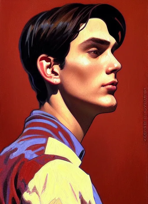 Prompt: oil portrait of jughead jones, intricate, elegant, highly detailed, lighting, painting, artstation, smooth, illustration, art by greg rutowski and alphonse mucha