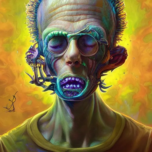 Image similar to fungus mohawk projector portrait by gaston bussierre and charles vess and james jean and erik jones and rhads, inspired by rick and morty, epic, funny, huge scale, beautiful fine face features, intricate high details, sharp, ultradetailed