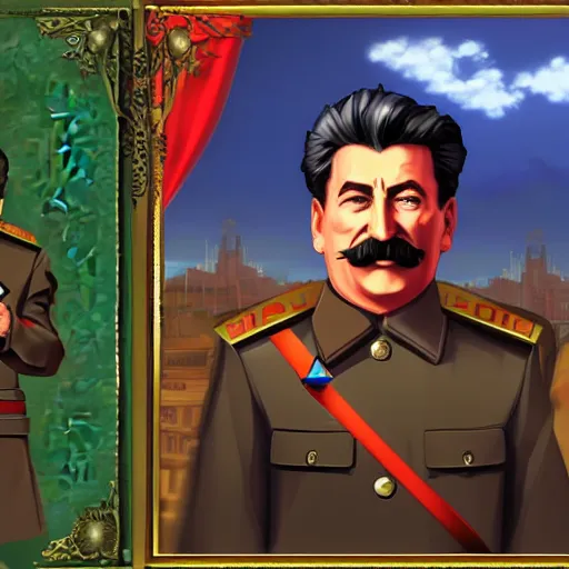 Image similar to Stalin as a JRPG Boss