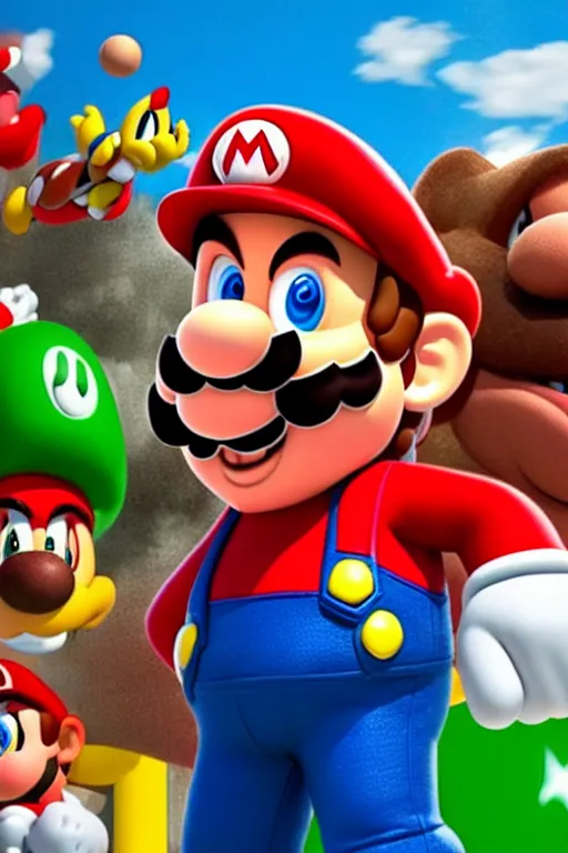 Image similar to a movie still of chris pratt as mario, highly detailed, studio lighting