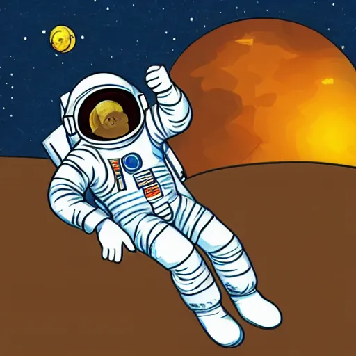 Image similar to An astronaut in space riding on a rocket, in the style of ivan rabuzin